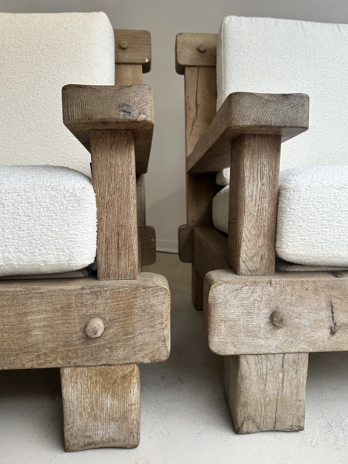 Large pair of brutalist armchairs · 1970 · France