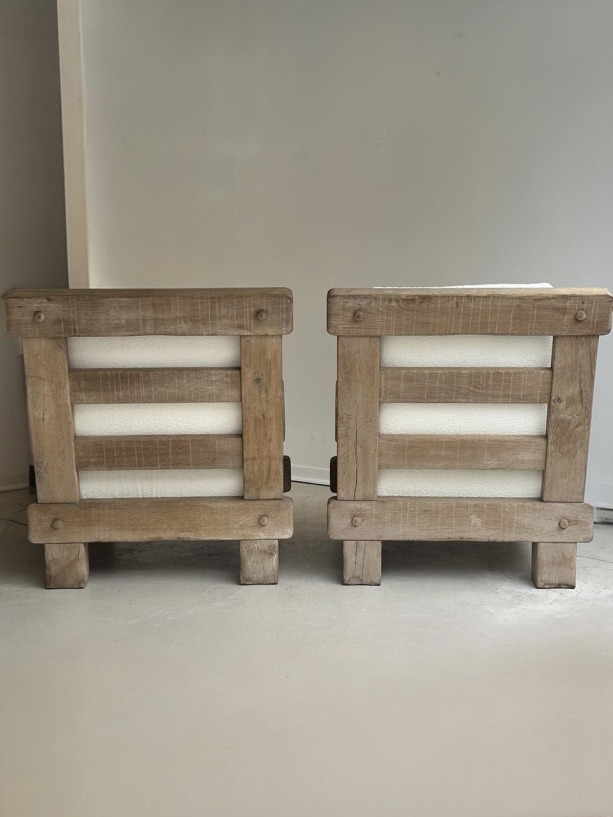 Large pair of brutalist armchairs · 1970 · France